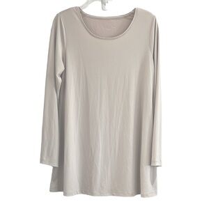Susan Graver Modern Essentials Tunic Long Sleeve Top Size XS Beige